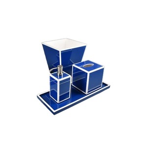 Ensemble d'accessoires de salle de bain en résine bleue laquée, style moderne, durable, pour la maison - Product Image 3