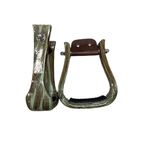 Western Style Wooden Barrel Stirrups Leather Foot Rest Horse Riding Equipment - Product Image 1