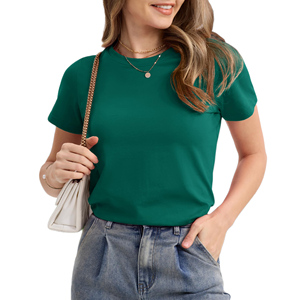 เสื้อยืดแขนสั้นผ้าฝ้าย 100% สำหรับผู้หญิงแฟชั่นฤดูร้อนใหม่ระดับไฮเอนด์สบาย ๆ คอกลม OEM ทรงปกติ - Product Image 3