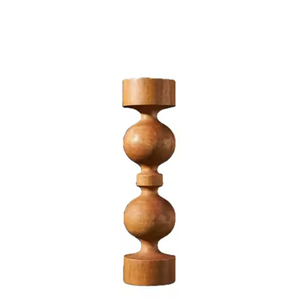 Porte-bougie en bois classique, forme ronde, décoration d'intérieur, finition naturelle faite à la main, style vintage - Product Image 1
