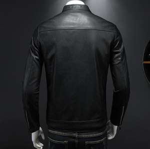 Veste en cuir PU pour homme à col montant, style motard, haute qualité, décontractée et tendance, type trench - Product Image 6