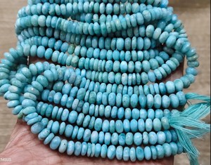 Perles en larimar bleu, forme ronde, lisses, pierres précieuses naturelles, perles en vrac pour la fabrication de bijoux, collier - Product Image 2