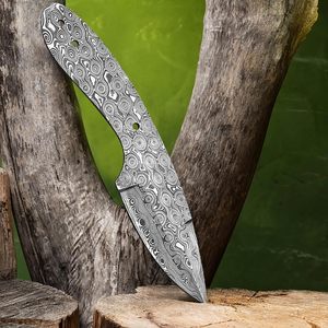 Lame de couteau de chasse en acier Damas RainDrop, tactique, survie, camping, extérieur, kit de fabrication de couteau DIY, lame de couteau Skinner - Product Image 3