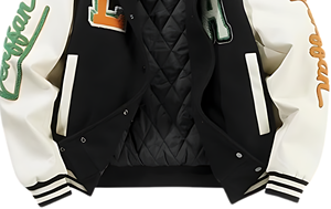 Veste universitaire haut de gamme avec logo personnalisé, corps en laine, manches en cuir de vache, coupe classique, col côtelé, respirante, en peau de mouton, durable pour l'hiver - Product Image 2