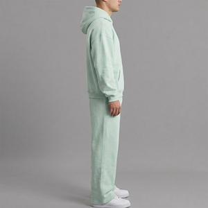 Ensemble de sweat-shirt à capuche vert menthe pour homme avec impression de logo blanc, vêtements décontractés d'automne, FRENCH TERRY 100% coton - Product Image 2