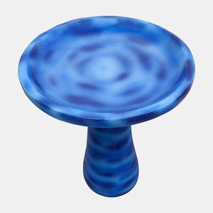 Bain d'oiseaux extérieur bleu de 23,6 po de hauteur sur piédestal en béton pour la décoration de patio et de jardin, idéal pour l'observation des oiseaux dans la cour. - Product Image 6