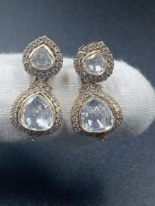 Amaira Jewels Luxury Women's 18K Gold Plated Pear Cut Diamond <b>Stud</b> <b>Earrings</b> Bezel Setting Classic Flower Shape Gift Jewelry - Product Image 1