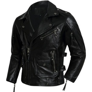 Manteau en cuir à revers et fermeture éclair, veste mince en cuir de couche supérieure de style commun, noir, rouge, marron, rétro, décontracté, automne et hiver1 Pc - Product Image 6