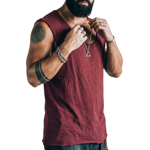 Camiseta sin mangas de cuello profundo para hombre, hecha a medida directamente de fábrica, con dobladillo enrollado, para culturismo y entrenamiento, ropa deportiva, camisetas sin mangas para hombre - Product Image 1