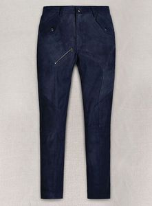 Vaqueros Cargo de Cuero de Ante Azul Oscuro - Estilo - Product Image 1