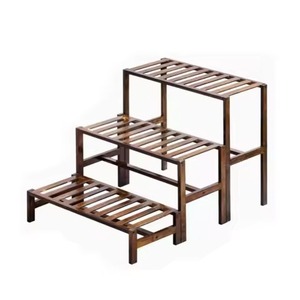 Support à plantes en bois sculpté à la main, design rustique vintage pour utilisation en extérieur dans le jardin, pour plantes vertes et fleurs. - Product Image 5