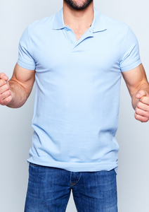 Polo pour homme avec logo personnalisé, motif uni, tissu tricoté en mélange polyester-coton - Product Image 5