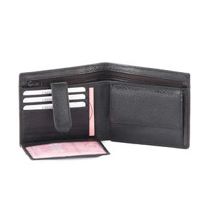 Cartera Corta de Cuero Genuino para Hombre, Negra, Brillante, de Cuero Anilina de Vaca, Alta Calidad, con Logotipo Personalizado, Protección RFID, Estilo Rock - Product Image 4