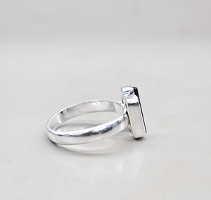 <b>Raw</b> Double Green Tourmaline Pencil Ring Sterling Silver Open Band Minimalist Crystal Anniversary Jewelry - Product Image 4