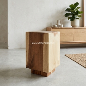 Tabouret en bois de suar massif, durable, naturel, fait à la main, chaise en bois pour le salon, meubles de maison - Product Image 6