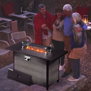 Moderno Tavolo con Focolare da 43 Pollici per Esterni, Braciere a Gas con Accessori in Vetro, Stile Contemporaneo Senza Fumo - Product Image 2