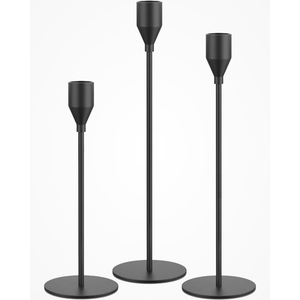 <b>Black</b> Brass <b>Candlestick</b> Holders Classic Tall Metal Taper Candle Holder Set Home Decoration <b>Candlesticks</b> With Round Bases - Product Image 1