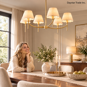 Lustre contemporain Daystar Trade en or, 6 lumières, blanc chaud 3500K, en fer, 100W, non dimmable, pour intérieur, facile à installer - Product Image 1