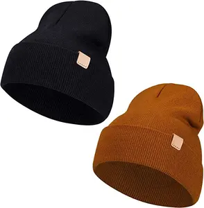 Sombrero De Punto Topi Beanie Anak-anak, Topi Beanie Bordir Logo Kustom, Topi Beanie Kasmir Ganda Rajut untuk Anak-anak