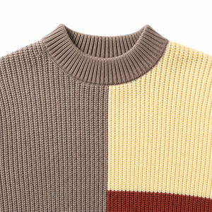 Women's Color Block Chenille Shaker Stitch Sweater 100% Polyester Chunky Knit Mock Neck <b>Pullover</b> | OEM Manufacturer - Product Image 5