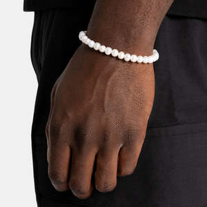 925 Sterling Silver White Freshwater Pearl <b>Beaded</b> <b>Bracelet</b> Adjustable Pearl <b>Bracelet</b> Minimalist Jewelry for <b>Men</b> Women - Product Image 2