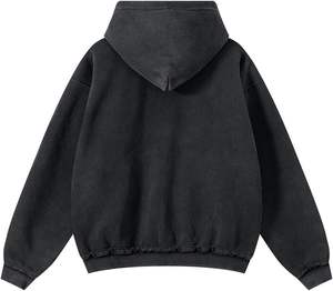 Sweat à capuche zippé épais effet vieilli, délavé à l'acide, coupe oversize, style streetwear rétro pour homme 2026 - Product Image 5
