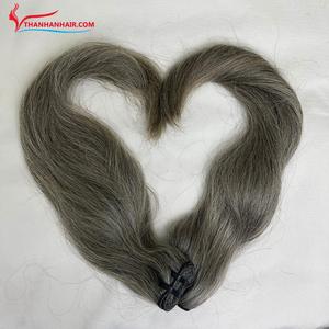 2025 mechones de cabello humano de gran oferta, gris claro Natural, recto, doble trama, proveedor de cabello virgen a precio mayorista, sin enredos - Product Image 1