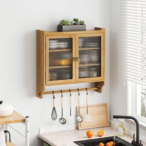 Armadio a Muro Vintage a Doppia Anta 24.8 con Tre Ripiani Porta Asciugamani per Bagno, Cucina, Sala da Pranzo - Product Image 1