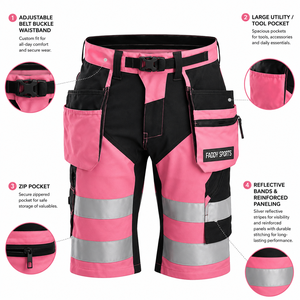 Professional Women's Multi-Pocket Workwear Shorts with Reflective Tape and Adjustable Belt for Industrial Construction Use - Product Image 5
