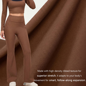 Leggings de Yoga de Cintura Alta con Pierna Ancha, Diseño Acanalado de Color Sólido con Bolsillos, Largo Completo, Spandex y Nailon con Elasticidad en Cuatro Direcciones - Product Image 2
