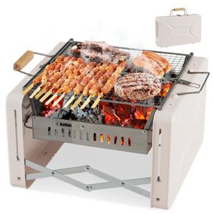 Beige Outdoor Camping BBQ Grill - Product Image 1