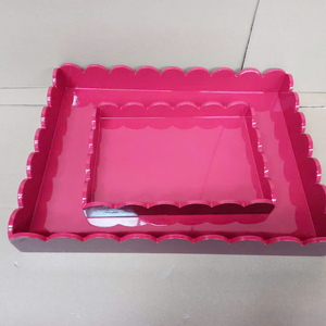 Modern scalloped lacquer serving tray from <b>Vietnam</b>, designed with premium craftsmanship and customizable color solutions - Product Image 2