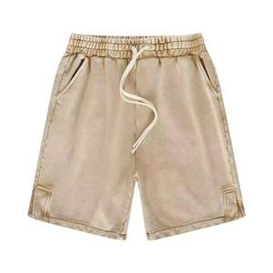 Shorts d'été pour hommes, séchage rapide, respirants, en coton, couleur unie personnalisée, effet délavé, style streetwear - Product Image 5