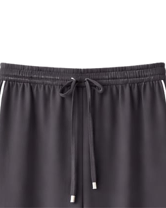 Pantalon de survêtement gris anthracite à jambe large pour femme, avec bande latérale, taille élastique et cordon de serrage, décontracté, pour la détente, fabrication OEM, fournisseur en gros - Product Image 4