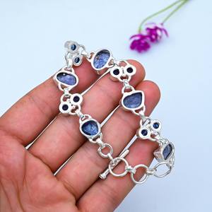 Bracelet à breloques ajustable en argent sterling 925 Tanzanite, design classique simple de luxe, bijoux délicats de haute qualité, anniversaire - Product Image 2