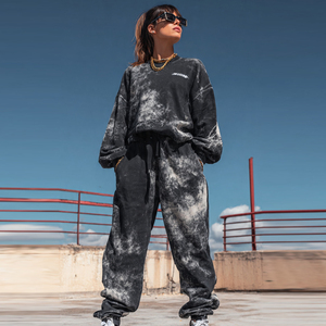 <b>Drop</b> Shoulder Stone Washed Sweatsuits Women Baggy <b>Acid</b> Wash Sweat Shirts Vintage Washed Sweatpants Set Women's - Product Image 1