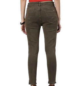 กางเกงยีนส์แฟชั่นผู้หญิง สีพื้น ทรงดินสอ สไตล์วินเทจ สีเข้ม - Product Image 2