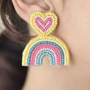 Unique Handmade Beaded Embroidery Artistic Dangle Earrings Chic Multicolor <b>Seed</b> Beads Embroidered Designer Earrings - Product Image 6