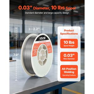 Filo per saldatura MIG a nucleo fuso E71T-11 da 0,03 pollici, 10 libbre, senza gas, in acciaio dolce, a bassa schizziatura, per saldatura ad arco in tutte le posizioni - Product Image 2