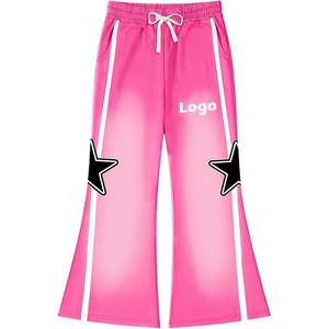 Pantalones Deportivos Rosa con Logo Personalizado, Estilo Y2K, Parches de Estrellas, Corte Holgado, Franjas Laterales, Pantalones Anchos de Chándal para Hombre - Product Image 1