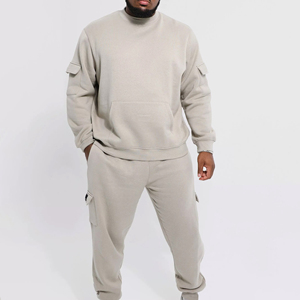 Ensemble de survêtement d'hiver unisexe de haute qualité, nouvelle collection, décontracté, respirant, imperméable, deux pièces, tricoté, couleur unie, personnalisable - Product Image 1