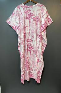 Nuevo Kaftán con Estampado Animal, Cuello en V, Cordón Ajustable, Estilo Flare, de Algodón Suave Indio, con Encaje, Largo, para Playa o Dama de Honor - Product Image 2