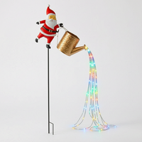 Guirlande lumineuse solaire de Noël multicolore pour extérieur, avec motif de père Noël et bouilloire, pour jardin, pelouse et allée