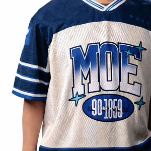 เสื้อเจอร์ซีย์อเมริกันฟุตบอลแบบสตรีทแวร์สั่งทำพิเศษ ผ้าตาข่าย ทรงโอเวอร์ไซส์ เสื้อซ้อมทีม ระบายอากาศได้ดี ผลิตจากโพลีเอสเตอร์ คอวี ผลิตจำนวนมากแบบ OEM - Product Image 2