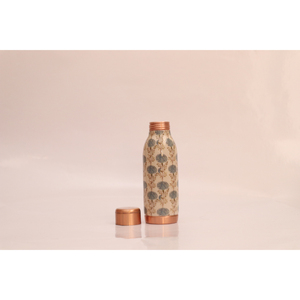 Premium Pure Copper Water Bottle with Designer Floral Print Leak-Proof Ayurvedic Health Bottle for Yoga Gym and Office - Product Image 4