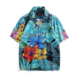Chemise hawaïenne à manches courtes boutonnée en rayonne à imprimé intégral pour homme, effet saisissant - Product Image 6
