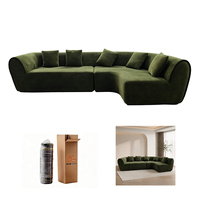 Canapé d'angle vert en mousse haute résilience avec ottoman, livré en boîte, siège moelleux, vente directe usine en gros