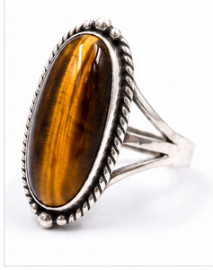 Natural <b>Tiger</b> <b>Eye</b> Oval Silver <b>Ring</b> 925 Sterling Silver Handmade <b>Tiger's</b> <b>Eye</b> Statement <b>Ring</b> Golden Brown Gemstone Boho Jewelry - Product Image 2
