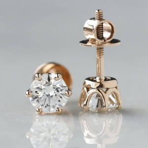 Pendientes de Diamantes Cultivados en Laboratorio de 1, 2 y 3 Quilates, Oro Sólido de 14K y 18K, Certificados, Solitarios, Corte Redondo, 6 Puntas - Product Image 2