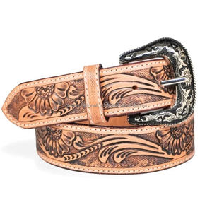 Ceintures vintage pour hommes en cuir de vachette véritable pleine fleur, de luxe, embossées, style western, pour unisexe - Product Image 1